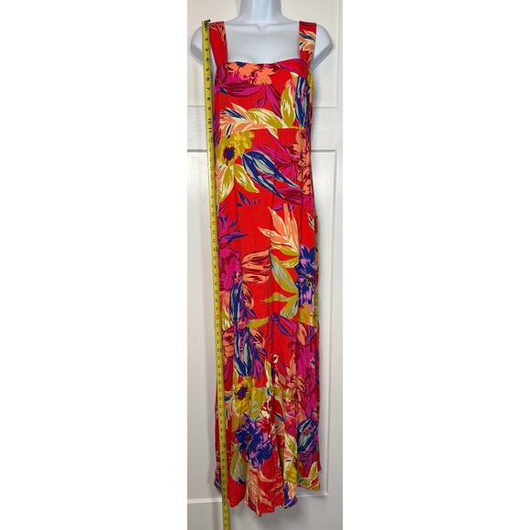 1 State Red Floral Dress Size XL Maxi Straps Boho - Picture 3 of 11